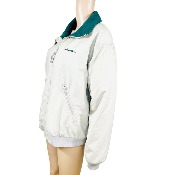 Eddie Bauer beige, tan with green fleece jacket men’s or unisex Sz s - Picture 3 of 13